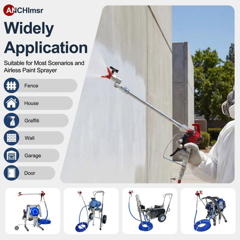 Professional 22 Piece Airless Spray Gun Kit With 3600 PSI High Pressure Paint Sprayer used for painting a wall.