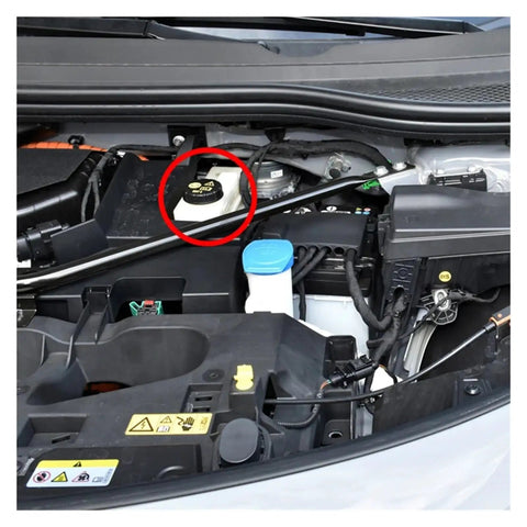 Car engine compartment showing Replacement Brake Fluid Reservoir Cap Cover 5Q0611349B 1 Pc Black Plastic Tank Cap For Volkswagen