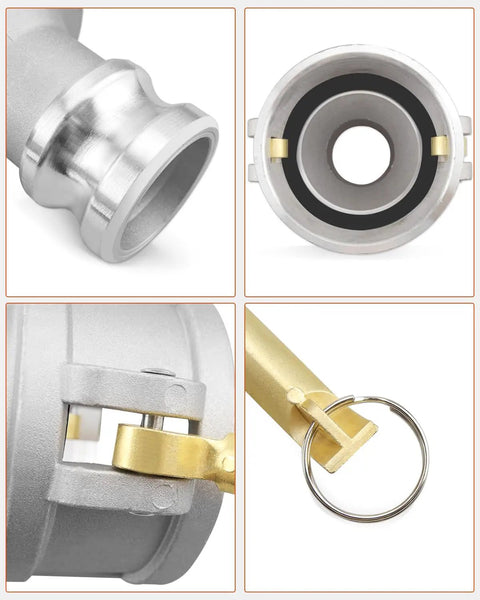 Detailed view of Premium Da Camlock Fittings 3 Inch Female To 2 Inch Male Cam And Groove Coupling Hose Adapter for pipeline hookup.