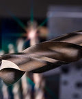 Close-up of a drill bit from Beefy 14 Piece M35 Cobalt Drill Bit Set For Stainless Steel And Hard Metals And Cast Iron, blurred background.