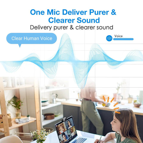 Slick 1080P USB Webcam With Crisp Stereo Mic And Slide Lock Privacy Slider For Dope Video Calls Remote Hustling Live Streaming Plug And Play Top Tier Lens Upgrade capturing clear audio waves in a home office.