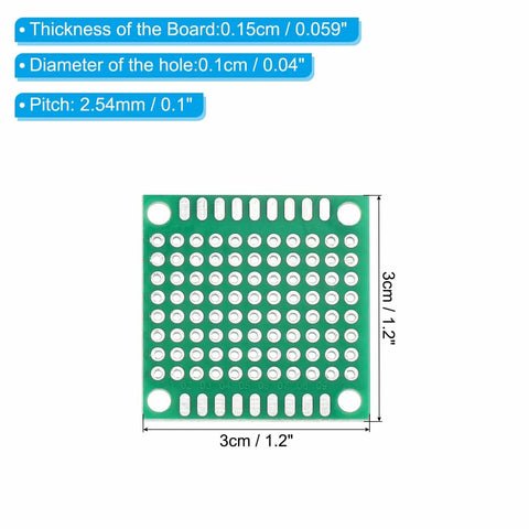 24 Pack 1.2 Inch By 1.2 Inch Single Sided Perfboard Prototyping PCBs Green FR4 For DIY Soldering And Electronics Projects 0.1 Inch Pitch