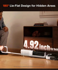 All In One Cordless Vacuum Mop For Hard Floors With 20000Pa Suction Wet Dry Cleaning Edge To Edge Self Cleaning Electric Mop With 180 Degree Lie Flat Perfect For Tile Hardwood Vinyl Laminate Floors showing lie-flat design.