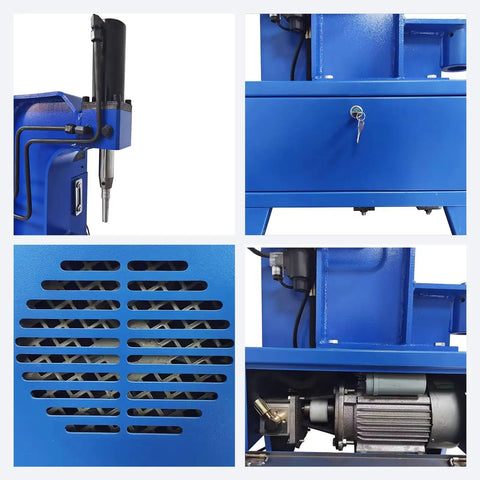 Heavy Duty 220V Electric Riveting Machine With Pure Copper Motor showing key components including motor and pressure gauge.