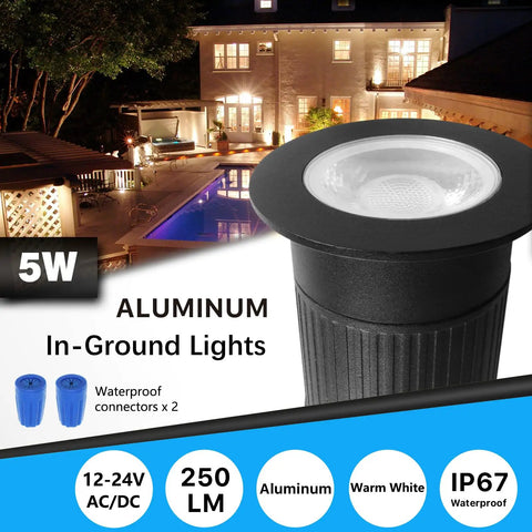 5W In Ground Well Light Kit For Landscape Pathways Low Voltage 12-24V AC DC IP67 Waterproof Aluminum Outdoor Lights with garden view