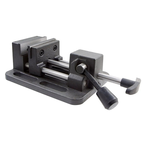 Pro-Series High Grade Iron Quick Slide Drill Press Vise With 3 Inch Wide Jaw And 3.5 Inch Opening, 1.25 Inch Jaw Depth, Precision Ground For Tight Tolerances, Heavy Duty Mounting, Silver Finish, Pack Of 1, Built For Accurate Drilling And Milling