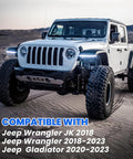 Jeep on sandy terrain, showcasing compatibility with Wrangler JK 2018, Wrangler 2018-2023, and Gladiator 2020-2023