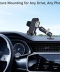 Go To 1 Inch Ball Phone Mount With Aluminum Arm And Base Dual Ball Joint 360 Degree Adjustable Screw Mount Base in car dashboard