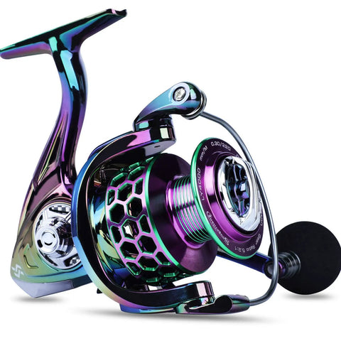 Lightweight Aluminum Spinning Reel With Ultra Smooth Action And 13 Plus 1 Ball Bearings for Freshwater And Light Saltwater Fishing shown
