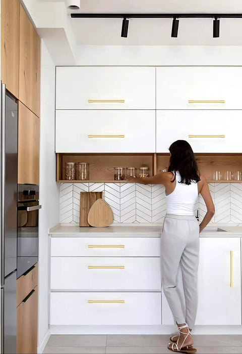 Heavy Duty Brushed Gold Cabinet Pulls 10 Pack 7 5 Inch Center To Center Drawer Handles For Kitchen Refresh on cabinets.