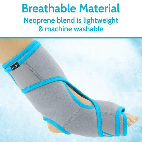 Ankle Ice Pack Wrap For Foot And Ankle Pain Relief With Hot And Cold Therapy, adjustable neoprene wrap on ankle