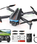 Foldable Brushless Drone With 2K HD Camera For Adults And Kids Long Flight Time displayed with controller and accessories