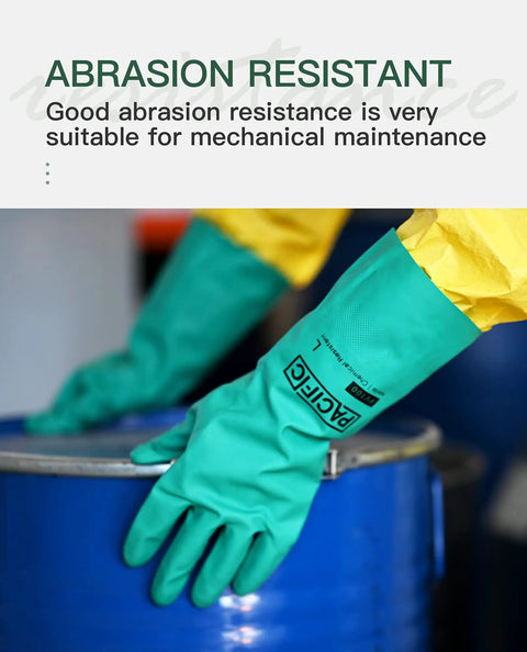 Badass 15 Mil Nitrile Chemical Resistant Gloves With Rock Solid Acid Alkali Solvent Shield and Snug Latex Free Feel for Real Daily Grind Automotive and Industrial Shop Work, abrasion resistant, green, mechanical maintenance use