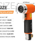 Beast Mini Random Orbital Air Sander Kit 1 2 3 Inch shown with specifications and size dimensions