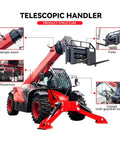 Heavy Duty Telescopic Forklift Handler With 7 To 18 Meter Intelligent Boom Extension And 4WD Mobile Telehandler showing product structure features like telescopic boom and forks.