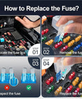 Go To Auto Fuse Kit With 168 Pcs Of Fuses From 2A To 40A guide on replacing fuses in a vehicle fuse box
