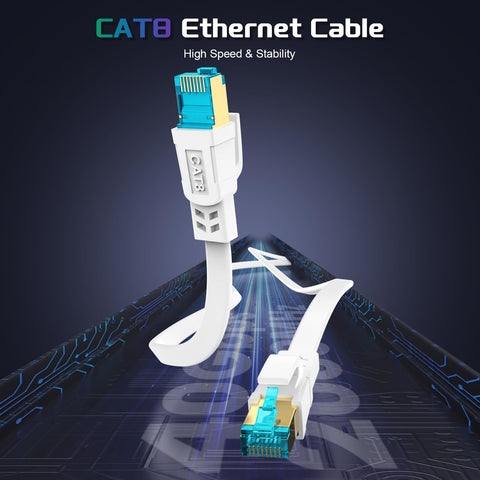 Cat 8 Ethernet Cable 100 Ft Heavy Duty Shielded SFTP Patch Cord For Gaming Router Modem Outdoor Indoor Weatherproof 40Gbps