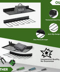 Power Tool Organizer Wall Mount With Drill Holder And Rack, heavy-duty steel frame, 1 shelf, anti-slip design, garage ready storage.