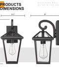 Outdoor Wall Light Fixtures Decked Out Set of 2 Waterproof Exterior Lanterns with Glass Shades Matte Black Sconce for measurement view