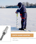 Power Drill Adapter For Earth Augers And Garden Gear With Four Slot Shank for electric drills, used in snowy landscape