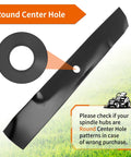 Mower Blades 19 Inch High Lift Replacement 3 Pack For John Deere 54 Inch Deck, round center hole detail