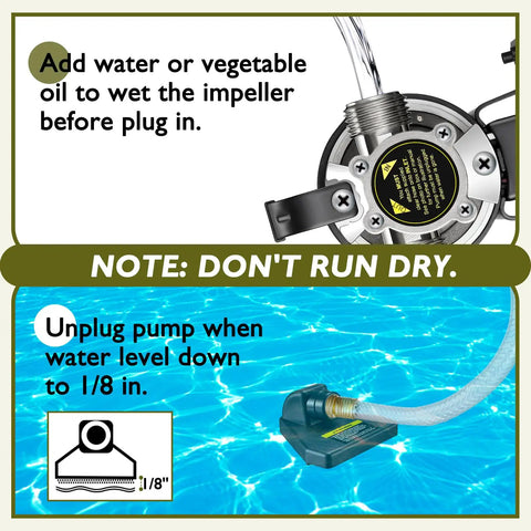 Instructions for 115V Water Transfer Pump For Home Use, Portable Electric Utility Moves Water Up To 264 Gallons Per Hour