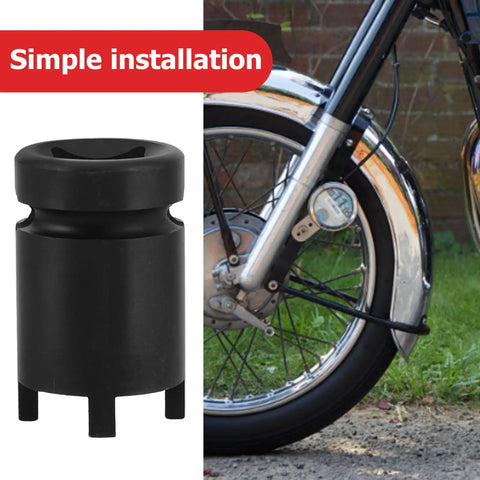Heavy Duty Four Claw Lug Nut Extractor Kit For Damaged Stuck Bolts Saves Time On Tough Repair Jobs With Precision Splitter Tool Design For Real Mechanics Who Need Results Fast. black steel claw tool on motorcycle wheel, simple installation