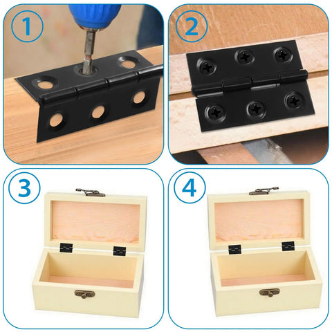 Rock Solid Black Stainless Steel Door Hinges Heavy Duty Butt Folding Design being installed on wood for smooth swing.