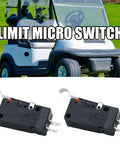 Two Pack Limit Microswitch Replacement For Cushman Commander 22 Vehicles And EZGO Gas And Electric Models From 2003 And Newer D2VW-01L3-3HS Replacement Compatible Drop In Ready shown with golf cart backdrop
