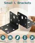 Heavy Duty Black L Brackets 2x2 Inch Steel Angle Supports Rock Solid Corner Braces Kit 10 Pack With 80 Screws Rust Free Furniture Hardware Built Tough For Any Weekend Warrior Build in a living room setting.