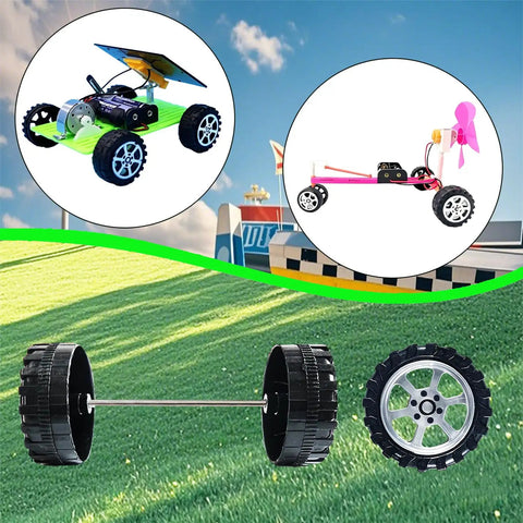 60 Piece Plastic Wheel Shaft Kit With 30 Round Rod Axles For DIY RC Cars And Model Toys, 2mm Diameter, 100mm Length Shafts