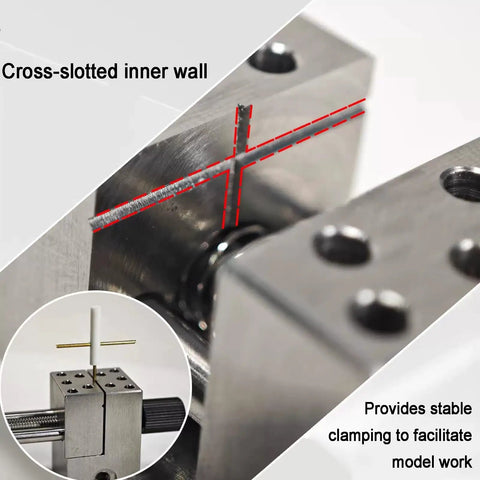 Split Type Mini Bench Vise With Table Clamp And Base For Precision 0.005mm Clamping, stainless steel close-up with cross-slotted inner wall