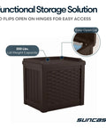 Java Resin 22 Gallon Outdoor Deck Box with easy-open lid and 200 lbs weight capacity, shown as a weatherproof storage bin.