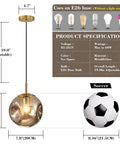 Modern Smoke Gray Glass Globe Pendant Light 3 Pack, 7.87" Hardwired Brass Pendant with Adjustable 59" Cord dimensions and specs display.