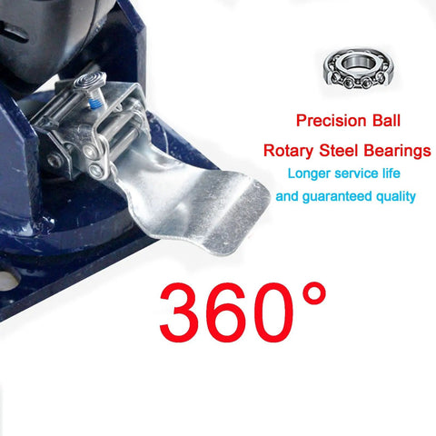 Close-up of brake mechanism on Flat Caster Rubber Swivel Wheel With Brake For Industrial Carts And Factory Use Wear Resistant 360 Swivel Iron Core Rubber