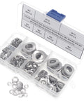 HVAZI 350-piece stainless steel wave washer set in a clear plastic case, M3–M12