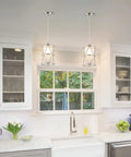 Modern Cylindrical Pendant Light With Frosted Glass Shade In Brushed Nickel For Kitchen Island Lighting Hanging Over Island Foyer