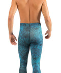 Back view of man wearing Hunter Rash Guard Pants Camo Blue For Water Sports, Size Large