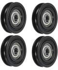Tough As Nails Nylon U Groove Pulley With U608ZZ Ball Bearing 8x40x10mm 4 Pack Shielded GCr15 Chrome Steel Bearings ABEC3 For Smooth Durable Motion And Low Friction, four black pulleys