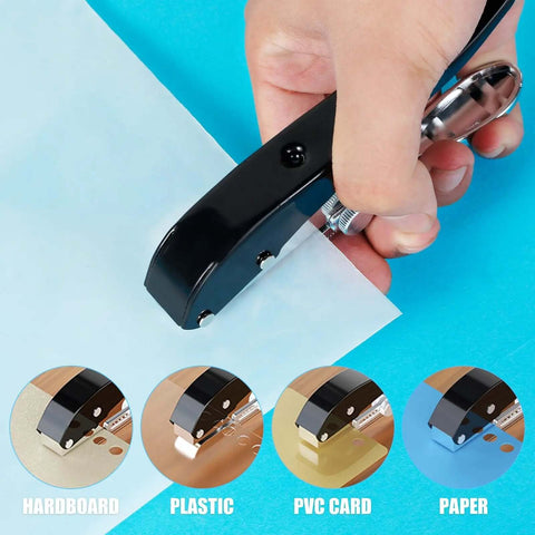 8mm Heavy Duty Hole Punch Tool punching paper, showcasing edge banding capabilities and countersunk drill