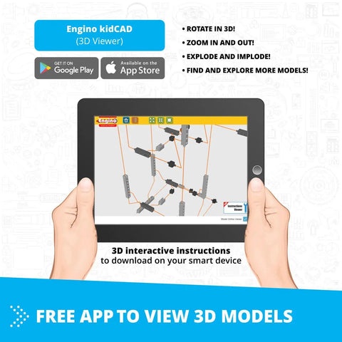 App displaying 3D models for 40 Motorized Models Building Kit For Kids 8 And Up A Dope DIY STEM Toy Set with 169 Snap Assembly Pieces