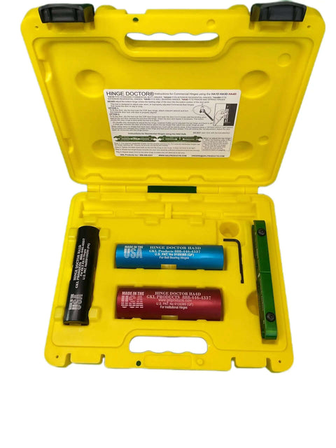 Complete Hinge Repair Kit For Sagging Doors With Four Pro Grade Tools HA1D HA2 HA3D HA4D In A Rugged Carrying Case Open View
