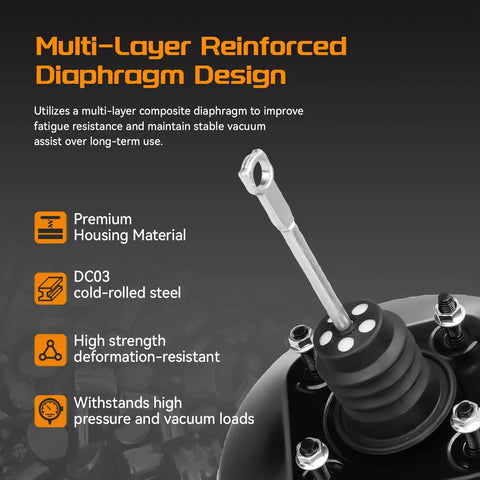 Multi-layer reinforced diaphragm design of Premium Vacuum Power Brake Booster Compatible With Chevy And GMC Pickup Trucks 1988 To 1994.