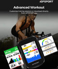Cyclist using BSC300T Wireless Bike Computer GPS With Two Point Four Inch Touch Screen Offline Maps Off Course Warning And Power Level Display