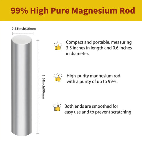 Three Piece Magnesium Fire Starter Rod Set With 99 Percent Purity, 3.5 Inch Long And 0.63 Inch Diameter product details