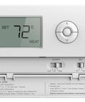 Tamper Proof Thermostat For Landlords And Pros With Adjustable Heat And Cool Set Points, front view with control buttons visible.