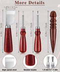 Eight Piece Leather Knife Kit With Edge Bevelers Groovers Cutter Skiving Knife Edge Slicker Burnisher And Sandalwood Tool