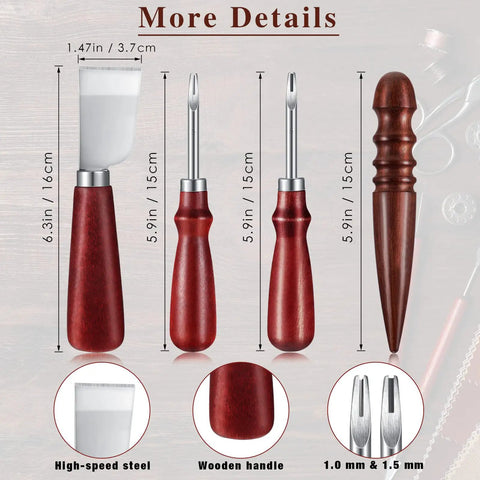Eight Piece Leather Knife Kit With Edge Bevelers Groovers Cutter Skiving Knife Edge Slicker Burnisher And Sandalwood Tool