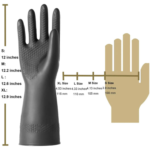Chemical Resistant Work Gloves For Heavy Duty Industrial Tasks With Diamond Grip Pattern 12.2 Inch Rubber Gloves 1 Pair Medium Size