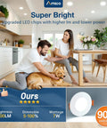 Family in kitchen with 6 Inch LED Recessed Downlight With Junction Box, 5CCT 2700K-5000K, 6/9/12W Dimmable Selectable, 1050LM High Brightness